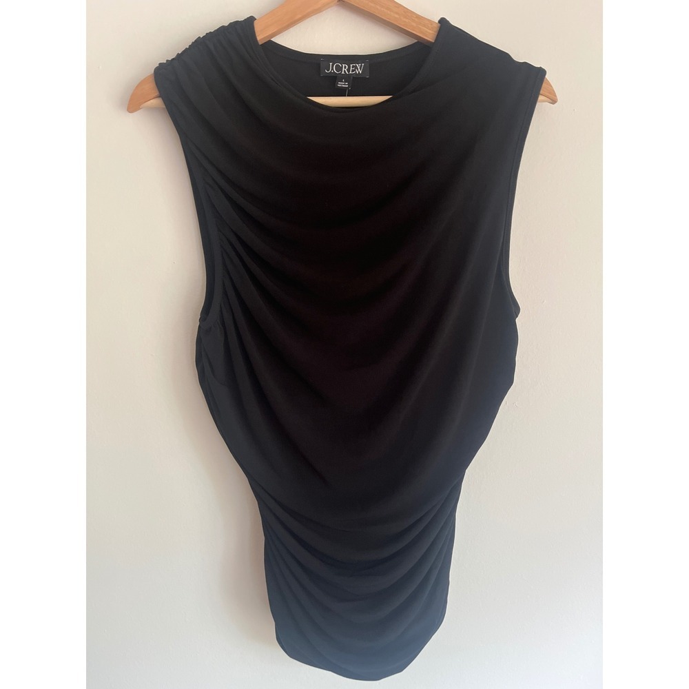 Nwt J. Crew Women's Ruched Shell Top in Matte Jersey Black Size Large
